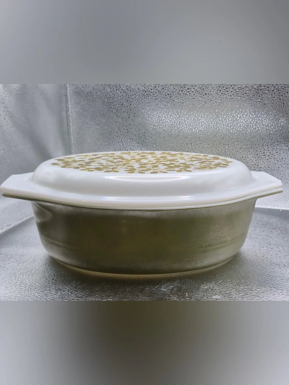 Vintage Pyrex Verde Olive Green 2 1/2 Qt Oval Casserole Dish With Lid 043
